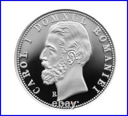 Rare Romanian Silver 1.09 oz Silver 999 Coin 5 lei 1880 BNR 2026 proof