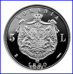Rare Romanian Silver 1.09 oz Silver 999 Coin 5 lei 1880 BNR 2026 proof