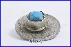 Repurposed Nepal 1 Rupee Coin Amulet with Sherpa Coral Turquoise Himalayan Style