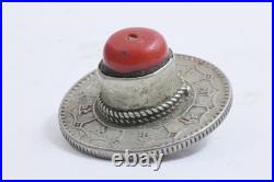 Repurposed Nepal 1 Rupee Coin Amulet with Sherpa Coral Turquoise Himalayan Style
