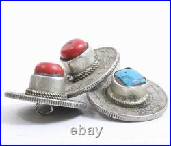 Repurposed Nepal 1 Rupee Coin Amulet with Sherpa Coral Turquoise Himalayan Style