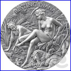 Resting Diana Celestial Beauty 2 oz Antique finish Silver Coin CFA Cameroon 2025