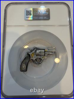 Revolver Mother of Pearl 2024 2 oz Antique Finish Silver Coin Cameroon NGC MS 69 Revolver Mother of Pearl 2024 2 oz Antique Finish Silver Coin Cameroon NGC MS 69
