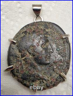 Roman Emperor Augustus Genuine Ancient Coin 925 Sterling Silver Pendant with COA