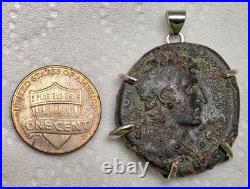 Roman Emperor Augustus Genuine Ancient Coin 925 Sterling Silver Pendant with COA