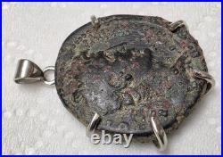 Roman Emperor Augustus Genuine Ancient Coin 925 Sterling Silver Pendant with COA