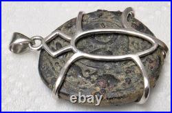 Roman Emperor Augustus Genuine Ancient Coin 925 Sterling Silver Pendant with COA