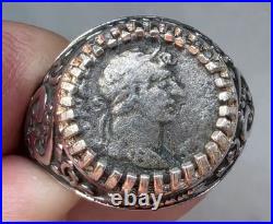 Roman Emperor Hadrian Genuine Ancient Silver Coin 925 Solid Silver Ring with COA