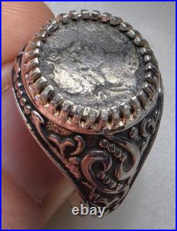 Roman Emperor Hadrian Genuine Ancient Silver Coin 925 Solid Silver Ring with COA