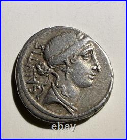 Roman Salus Denarius 49BC Ancient Roman Empire Silver Coin
