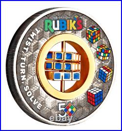 Rubik's Cube 2024 50th Anniversary 2oz. 9999 Silver Antiqued Colored $2 Coin