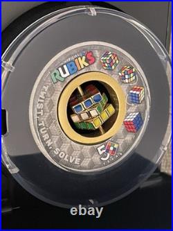 Rubik's Cube 2024 50th Anniversary 2oz. 9999 Silver Antiqued Colored $2 Coin
