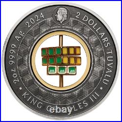 Rubik's Cube 2024 50th Anniversary 2oz. 9999 Silver Antiqued Colored $2 Coin