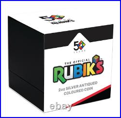 Rubik's Cube 2024 50th Anniversary 2oz. 9999 Silver Antiqued Colored $2 Coin