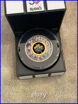 Rubik's Cube 2024 50th Anniversary 2oz. 9999 Silver Antiqued Colored $2 Coin