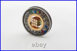 Rubik's Cube 2024 50th Anniversary 2oz. 9999 Silver Antiqued Colored $2 Coin