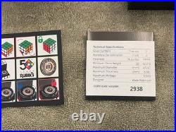 Rubik's Cube 2024 50th Anniversary 2oz. 9999 Silver Antiqued Colored $2 Coin