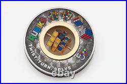 Rubik's Cube 2024 50th Anniversary 2oz. 9999 Silver Antiqued Colored $2 Coin