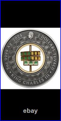 Rubik's Cube 2024 50th Anniversary 2oz. 9999 Silver Antiqued Colored $2 Coin