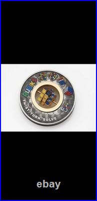 Rubik's Cube 2024 50th Anniversary 2oz. 9999 Silver Antiqued Colored $2 Coin