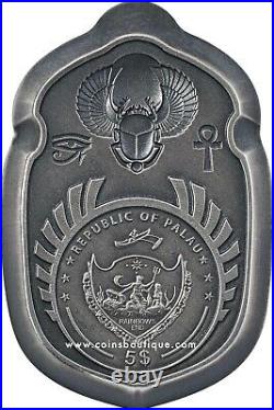 SCARAB KING TUT 1 oz shaped silver coin antiqued Palau 2021