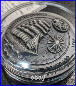 SEDOV NAUTICAL 3 OUNCE 2021 3 oz High Relief Antique Silver Coin Rwanda