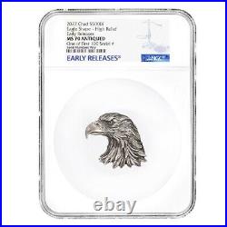 Sale Price 2022 Chad 1 oz Silver Eagle Shaped NGC MS 70 ER One of First 100