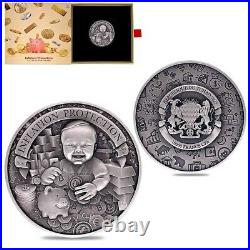 Sale Price 2022 Chad 2 oz Silver Inflation Protection Antiqued Coin. 999 withBox