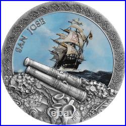 San Jose Grand Shipwrecks 2 oz. 999 Antique Finish High Relief coin Niue