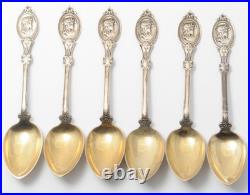 Set of 6 Vintage Coin Silver Spoons by William Owen Cincinnati Ohio