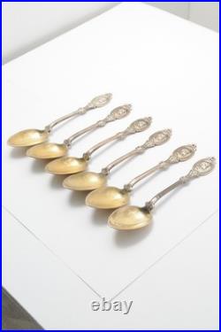 Set of 6 Vintage Coin Silver Spoons by William Owen Cincinnati Ohio