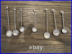 Seven Antique 1898-1900 British India 1/4 Rupee Silver Coin Animal Salt Spoons
