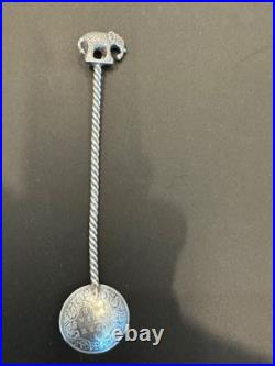 Seven Antique 1898-1900 British India 1/4 Rupee Silver Coin Animal Salt Spoons