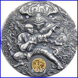 Shaolin Tiger Martial Arts Styles 2 oz Antique finish Silver Coin 5$ Niue 2021