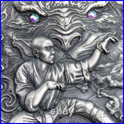 Shaolin Tiger Martial Arts Styles 2 oz Antique finish Silver Coin 5$ Niue 2021
