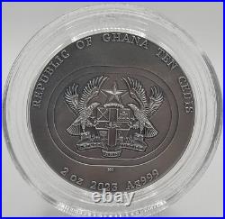 Silk Moth Nature Architects 2 oz Antique finish Silver Coin withbox & COA