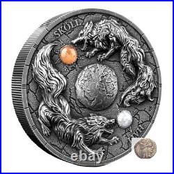 Skoll and Haiti 2 oz uhr silver coin antiqued 2024