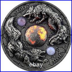 Skoll and Haiti 2 oz uhr silver coin antiqued 2024