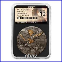 Spartacus 2 oz Silver Antique Gilded Coin NGCX MS10 (Legendary Warriors Series)