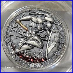 Spartan Hoplite Legendary Warriors 1/2 oz Silver Coin Cameroon 2021 BOX & COA