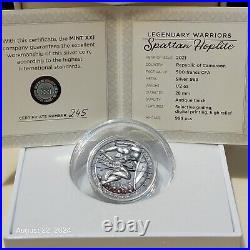 Spartan Hoplite Legendary Warriors 1/2 oz Silver Coin Cameroon 2021 BOX & COA