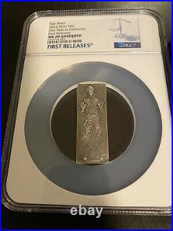 Star Wars Han Solo Frozen In Carbonite 1 Oz. Silver Ngc Ms70 First Releases