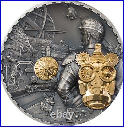 Steampunk Cooks Island Jetpack 3 oz High Relief Antique. 999 silver coin 2021