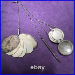 Sterling Chatelaine Pencil, Notepad, and Coin Vial Antique 46 Grams