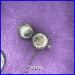 Sterling Chatelaine Pencil, Notepad, and Coin Vial Antique 46 Grams