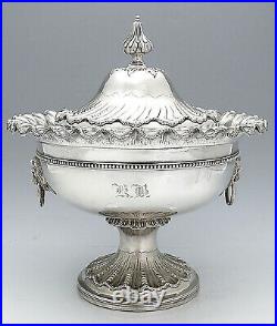 Taylor & Lawrie American Coin Silver COVERED STRAWBERRY BOWL Lion Handles 40 oz