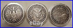 The Destiny Series 3pc. Antiqued Coin Set Raven Dragon Shield Silver Round Coin