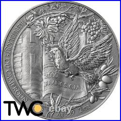 The Garden of Eden Bible Stories 2 oz Antique finish Silver Coin Cameroon 2023