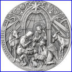 The Nativity Bible Stories 2 oz Antique finish Silver Coin CFA Cameroon 2024