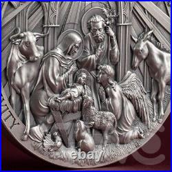 The Nativity Bible Stories 2 oz Antique finish Silver Coin CFA Cameroon 2024 The Nativity Bible Stories 2 oz Antique finish Silver Coin CFA Cameroon 2024